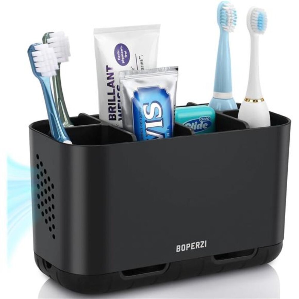 Bathroom Toothbrush Holder Large Toothpaste Organizer Storage Electric Anti Slip